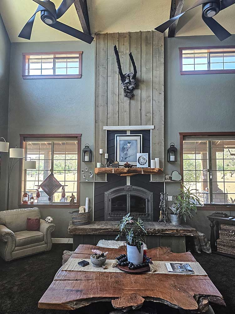 Rustic Ranch Great Room with Western Inspired Decor and Accents