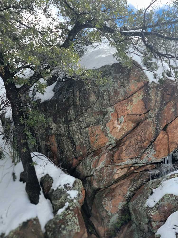 Large Rock Formations covered in Snow